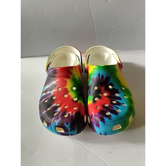 Crocs Classic Clog Men's 11 Tie Dye Slip On Slides - Picture 1 of 6